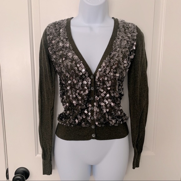 EUC VIctorias Secret olive sequin Sexy Cardi - Picture 3 of 7